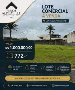 Lote/Terreno à venda, 772m² no Alphaville (Abrantes), Camaçari