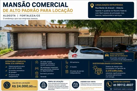 Sala Comercial com 8 Quartos para alugar, 311m² no Aldeota, Fortaleza
