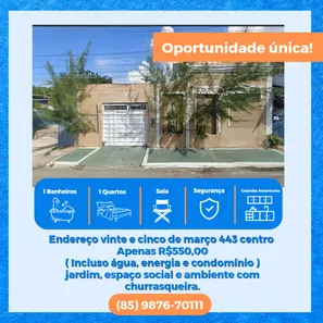 Kitnet com 1 Quarto para alugar, 25m² no Centro, Fortaleza
