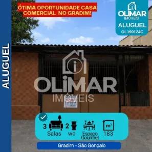 Imóvel Comercial com 3 Quartos para alugar, 183m² no Gradim, São Gonçalo