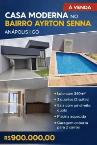 Casa com 3 Quartos à venda, 180m² no Residencial Ayrton Senna, Anápolis