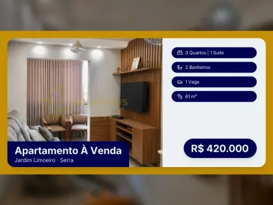 Apartamento com 3 Quartos à venda, 61m² no Jardim Limoeiro, Serra