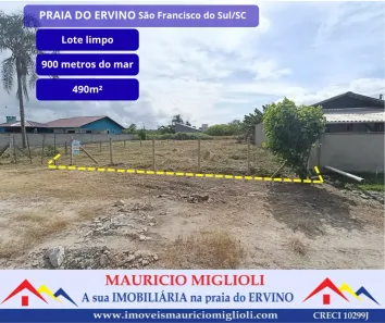 Lote/Terreno à venda, 490m² no Praia do Ervino, São Francisco do Sul