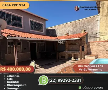 Casa de Condomínio com 3 Quartos à venda, 99m² no Verão Vermelho (Tamoios), Cabo Frio