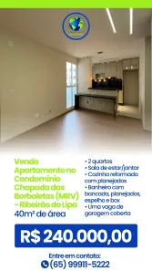 Apartamento com 2 Quartos à venda, 40m² no Ribeirão do Lipa, Cuiabá