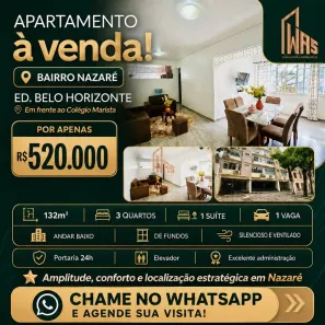 Apartamento com 3 Quartos à venda, 132m² no Nazaré, Belém
