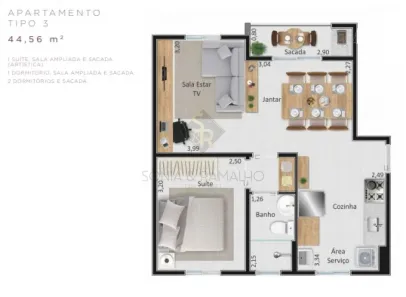 Apartamento com 1 Quarto à venda, 45m² no Bonfim Paulista, Ribeirão Preto