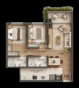 Apartamento com 2 Quartos à venda, 64m² no , Gramado