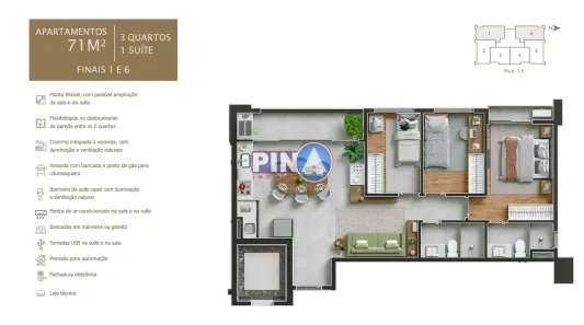 Apartamento com 3 Quartos à venda, 71m² no Setor Oeste, Goiânia