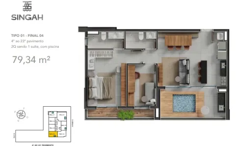 Apartamento com 2 Quartos à venda, 80m² no Jardim Goiás, Goiânia
