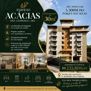 Apartamento com 1 Quarto à venda, 30m² no , São Lourenço