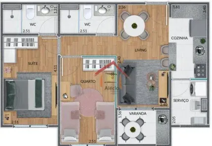 Apartamento com 2 Quartos à venda, 59m² no Parque da Represa, Jundiaí