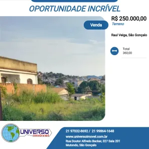 Lote/Terreno à venda, 360m² no Raul Veiga, São Gonçalo