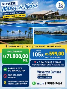 Lote/Terreno à venda, 200m² no , Barra dos Coqueiros