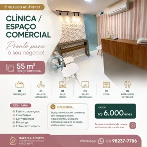 Consultório com 3 Quartos para alugar, 55m² no Vilas do Atlântico, Lauro de Freitas