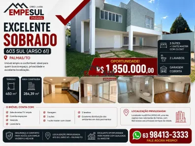 Sobrado com 4 Quartos à venda, 285m² no Plano Diretor Sul, Palmas
