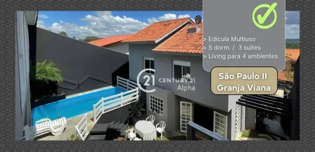 Casa de Condomínio com 5 Quartos à venda, 285m² no São Paulo II, Cotia