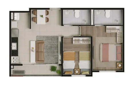 Apartamento com 2 Quartos à venda, 54m² no Fazenda Criméia Caveiras, Goiânia