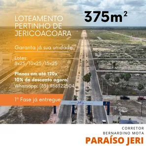 Lote/Terreno à venda, 375m² no Centro, Jijoca de Jericoacoara