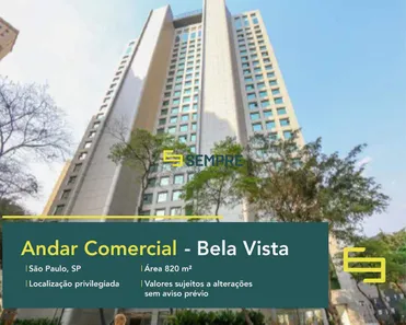 Sala Comercial para alugar, 821m² no Bela Vista, São Paulo
