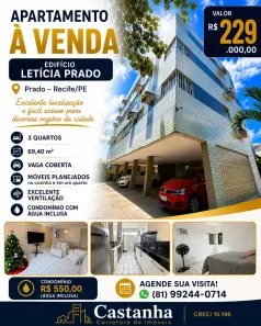Apartamento com 3 Quartos à venda, 64m² no Prado, Recife