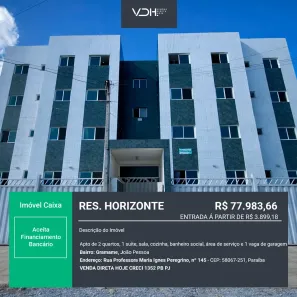 Apartamento com 2 Quartos à venda, 52m² no Gramame, João Pessoa