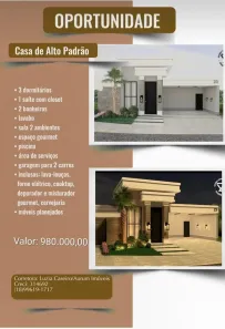 Casa com 3 Quartos à venda, 145m² no Residencial Valência II, Álvares Machado