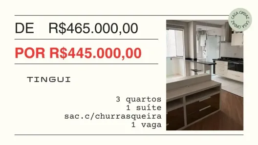 Apartamento com 3 Quartos à venda, 68m² no Tingui, Curitiba