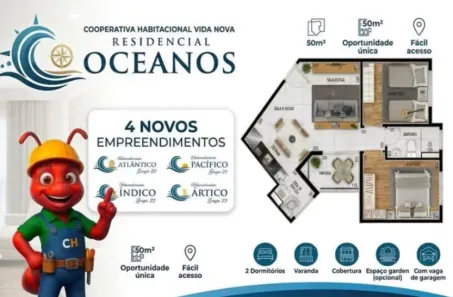 Apartamento com 2 Quartos à venda, 50m² no Parque Industrial Daci, Taboão da Serra