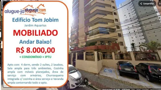 Apartamento com 4 Quartos para alugar, 220m² no Parque Residencial Aquarius, São José dos Campos