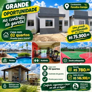 Casa de Condomínio com 2 Quartos à venda, 41m² no Mangabeira, Feira de Santana