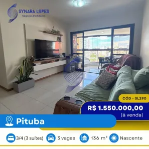 Apartamento com 3 Quartos à venda, 136m² no Pituba, Salvador