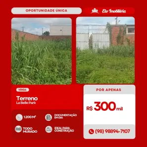 Lote/Terreno à venda, 1200m² no Residencial La Belle Park, Paço do Lumiar