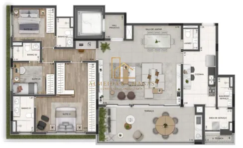 Apartamento com 3 Quartos à venda, 167m² no Tamboré, Santana de Parnaíba
