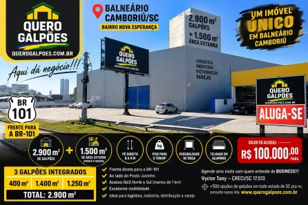Galpão/Depósito/Armazém para alugar, 2900m² no Nova Esperança, Balneário Camboriú
