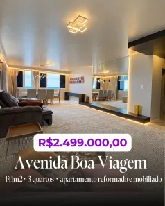 Apartamento com 3 Quartos à venda, 141m² no Boa Viagem, Recife