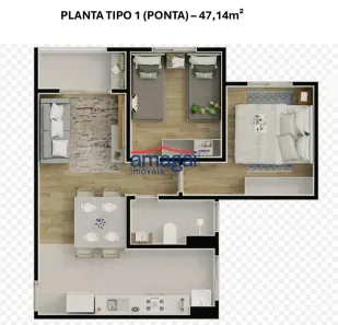 Apartamento com 2 Quartos à venda, 47m² no Loteamento Jardim Sol Nascente, Jacareí
