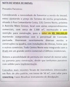 Lote/Terreno à venda, 1500m² no Centro-Norte, Cuiabá