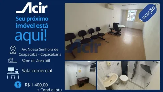 Sala Comercial para alugar, 32m² no Copacabana, Rio de Janeiro