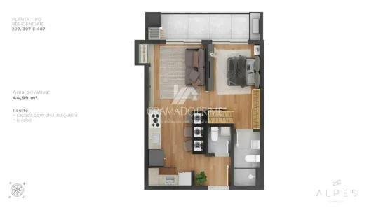 Apartamento com 1 Quarto à venda, 58m² no Vale das Colinas, Gramado