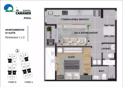 Apartamento com 1 Quarto à venda, 63m² no Carianos, Florianópolis