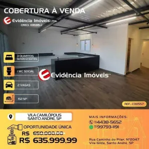Cobertura com 3 Quartos à venda, 152m² no Vila Camilópolis, Santo André
