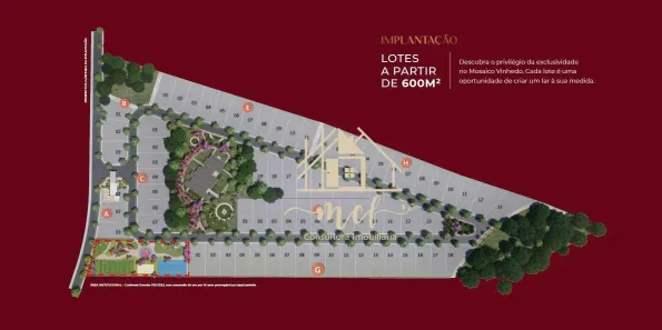Lote/Terreno à venda, 600m² no Condominio Mosaico Vinhedo, Vinhedo