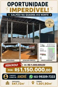 Galpão/Depósito/Armazém à venda, 547m² no Plano Diretor Norte, Palmas