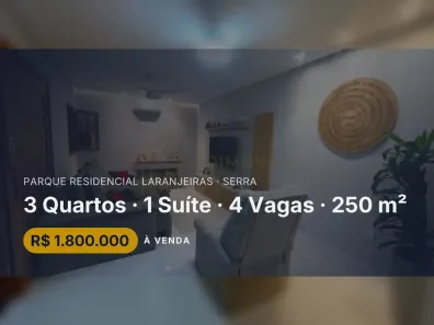 Casa com 3 Quartos à venda, 250m² no Parque Residencial Laranjeiras, Serra