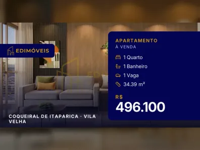 Apartamento com 1 Quarto à venda, 34m² no Coqueiral de Itaparica, Vila Velha
