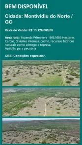 Fazenda/Sítio à venda, 8650000m² no , Montividiu do Norte
