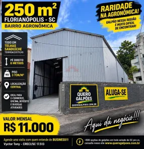 Galpão/Depósito/Armazém para alugar, 250m² no Agronômica, Florianópolis