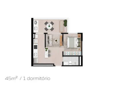 Apartamento com 1 Quarto à venda, 45m² no Jardim das Indústrias, São José dos Campos