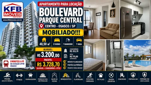 Apartamento com 2 Quartos para alugar, 48m² no Centro, Osasco
